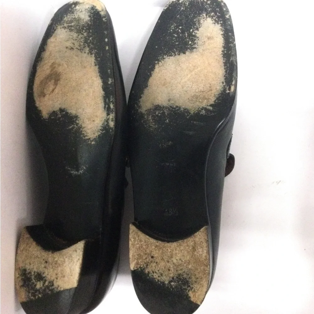 Classic Black Leather Slip-On Loafers with Gold Hardware